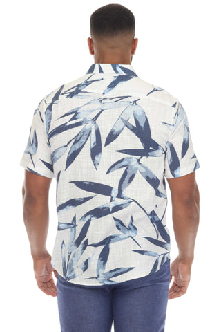 Mojito Men's Casual Linen Blend Print Resort Style Shirt
