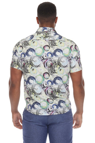 Mojito Men's Stylish Novelty Print Poly Stretch Party Shirt Short Sleeve