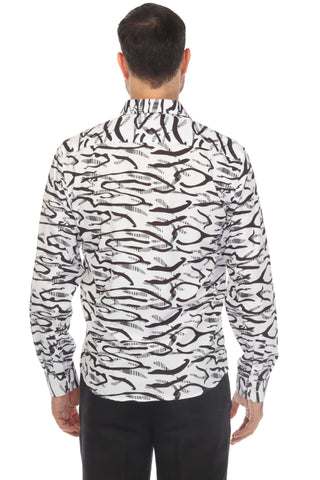 Mojito Men's Stylish Novelty Print Poly Stretch Party Shirt Long Sleeve