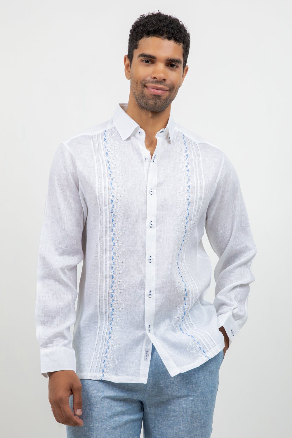 embroidered long sleeve dress shirts SMC EMBROIDERED Ladies Long Sleeve Easy Care Dress Shirt - Steel Grey/Light Stone