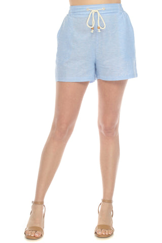 Women's Casual Beach Resort Wear Short with Drawstring Waist Linen Blend
