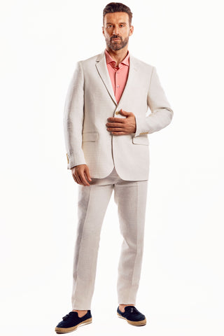 Mojito Reserve Men's Casual Modern Fit Suit in Textured Linen Slub Weave