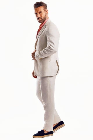 Mojito Reserve Men's Casual Modern Fit Suit in Textured Linen Slub Weave