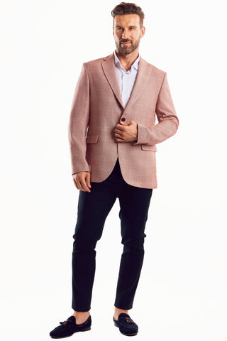 Mojito Reserve Men's Casual Modern Fit Sports Jacket Plaid Textured Knit