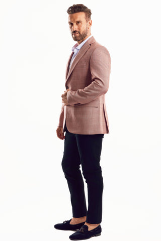 Mojito Reserve Men's Casual Modern Fit Sports Jacket Plaid Textured Knit