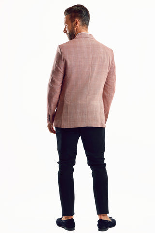 Mojito Reserve Men's Casual Modern Fit Sports Jacket Plaid Textured Knit