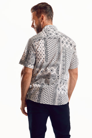 Mojito Men's Festive Summer Print Shirt Cotton Blend Short Sleeve