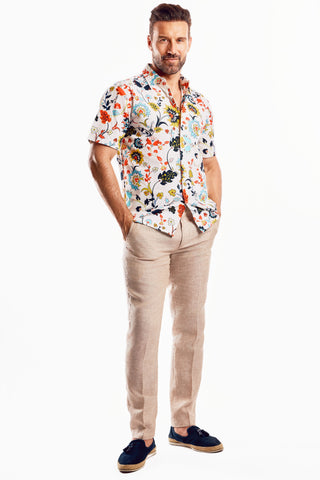 Mojito Men's Festive Summer Print Shirt Cotton Blend Short Sleeve