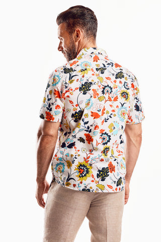 Mojito Men's Festive Summer Print Shirt Cotton Blend Short Sleeve