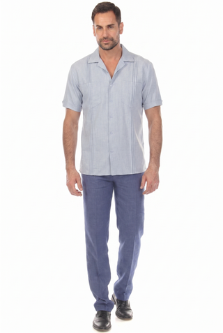 Men's Classic Two Pocket Guayamisa Camp Shirt with Pleating