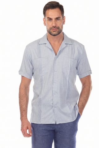 Men's Classic Two Pocket Guayamisa Camp Shirt with Pleating