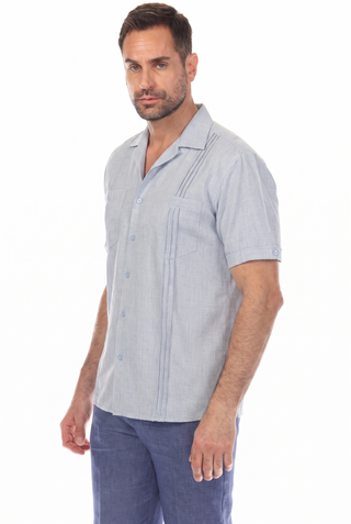Men's Classic Two Pocket Guayamisa Camp Shirt with Pleating