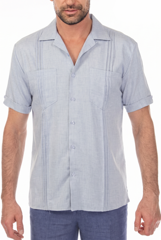 Men's Classic Two Pocket Guayamisa Camp Shirt with Pleating