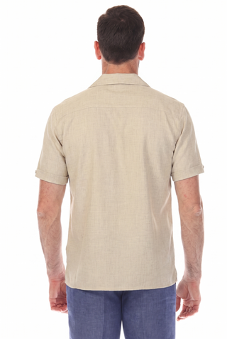 Men's Classic Two Pocket Guayamisa Camp Shirt with Pleating