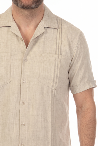 Men's Classic Two Pocket Guayamisa Camp Shirt with Pleating