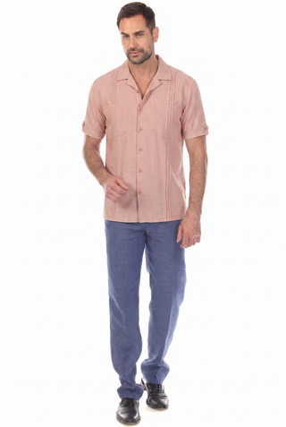 Men's Classic Two Pocket Guayamisa Camp Shirt with Pleating