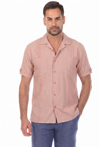 Men's Classic Two Pocket Guayamisa Camp Shirt with Pleating