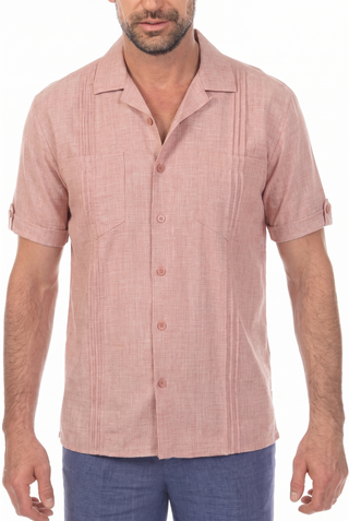 Men's Classic Two Pocket Guayamisa Camp Shirt with Pleating