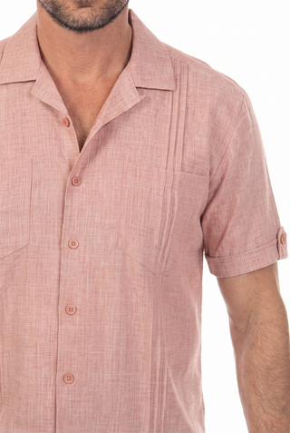Men's Classic Two Pocket Guayamisa Camp Shirt with Pleating