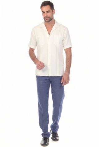 Men's Classic Two Pocket Guayamisa Camp Shirt with Pleating
