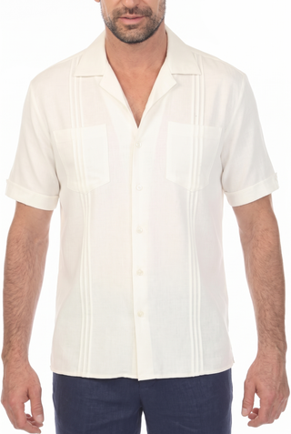 Men's Classic Two Pocket Guayamisa Camp Shirt with Pleating