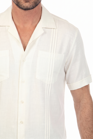 Men's Classic Two Pocket Guayamisa Camp Shirt with Pleating