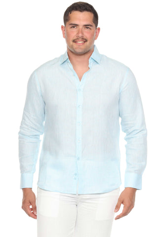 Mojito Men's 100% Linen Long Sleeve Button-Down Shirt