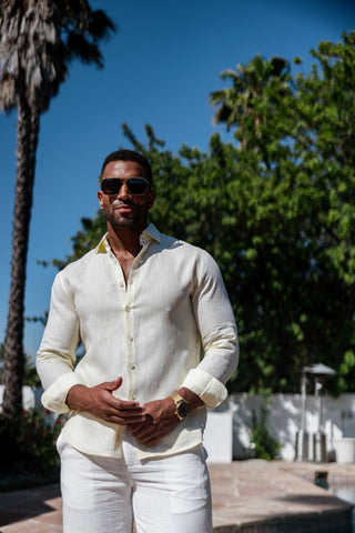 Mojito Men's 100% Linen Long Sleeve Button-Down Shirt