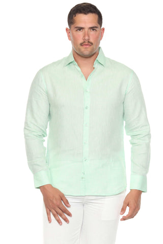Mojito Men's 100% Linen Long Sleeve Button-Down Shirt