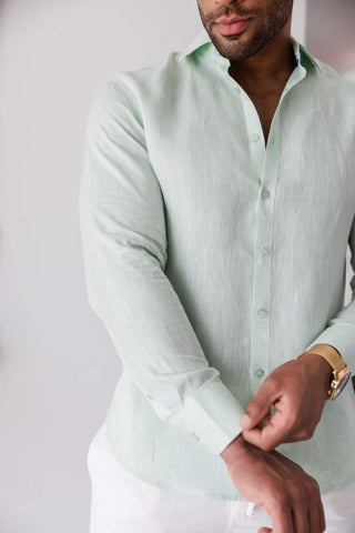 Mojito Men's 100% Linen Long Sleeve Button-Down Shirt