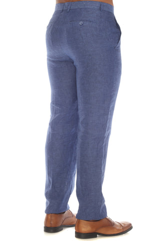 Mojito Men's Slim Fit Casual Resort Wear Linen Flat front Dress Pants