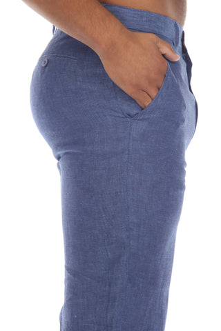 Mojito Men's Slim Fit Casual Resort Wear Linen Flat front Dress Pants