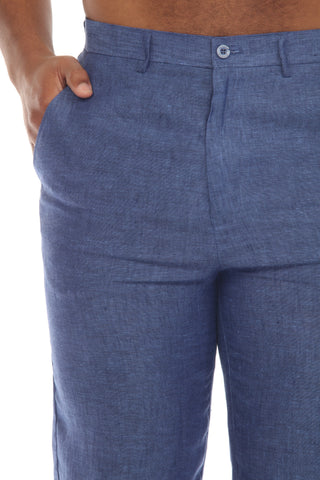Mojito Men's Slim Fit Casual Resort Wear Linen Flat front Dress Pants