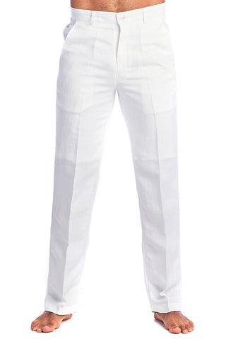 Mojito Men's Slim Fit Casual Resort Wear Linen Flat front Dress Pants