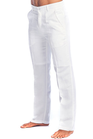 Mojito Men's Slim Fit Casual Resort Wear Linen Flat front Dress Pants