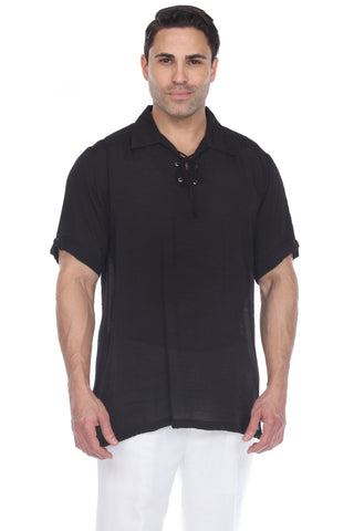 Mojito Men's Beach Traditional Lace Up Shirt Short Sleeve
