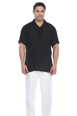 Mojito Men's Beach Traditional Lace Up Shirt Short Sleeve