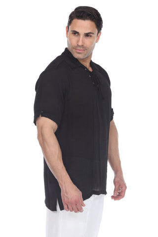 Mojito Men's Beach Traditional Lace Up Shirt Short Sleeve