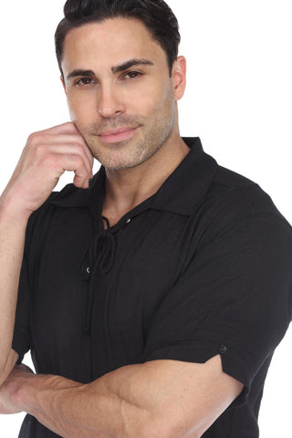 Mojito Men's Beach Traditional Lace Up Shirt Short Sleeve