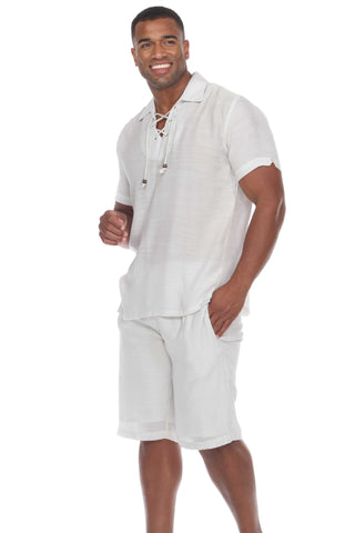 Mojito Men's Beach Traditional Lace Up Shirt Short Sleeve
