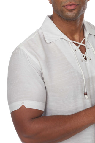 Mojito Men's Beach Traditional Lace Up Shirt Short Sleeve