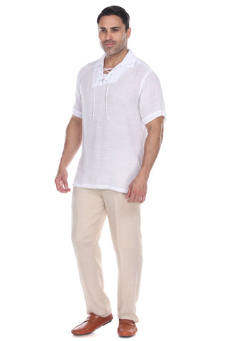 Mojito Men's Beach Traditional Lace Up Shirt Short Sleeve