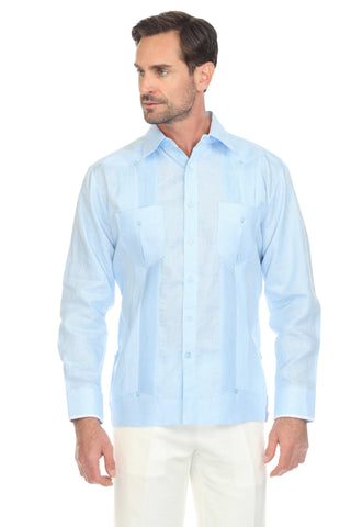 Mojito Collection Pinstripe 100% Linen Guayabera Shirt Long Sleeve - Mojito Collection - Guayabera, Long Sleeve Shirt, Mens Shirt, Mojito Guayabera Shirt