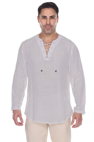 Mojito Men's Laced Up Beachwear Long Sleeve Shirt