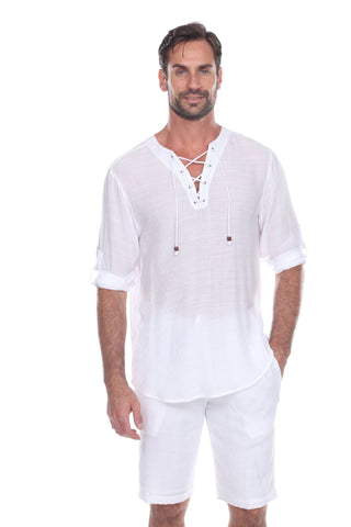 Mojito Men's Laced Up Beachwear Long Sleeve Shirt