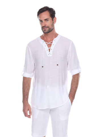Mojito Men's Laced Up Beachwear Long Sleeve Shirt