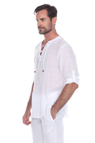 Mojito Men's Laced Up Beachwear Long Sleeve Shirt