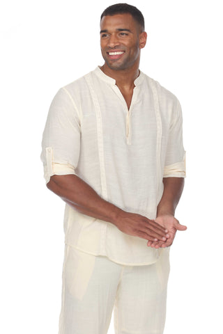Mojito Men's Casual Beachwear Henley Shirt Long Sleeve Button Up