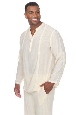 Mojito Men's Casual Beachwear Henley Shirt Long Sleeve Button Up