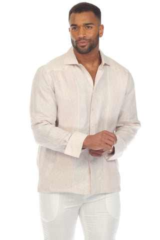 Mojito Men’s 100% Linen Wedding Shirt – Classic Pleated Guayabera Chacabana with French Cuffs